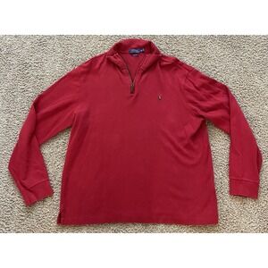Polo Ralph‎ Lauren Mens 1/4 Zip Pullover Sweater Red Pony Cotton Size XL